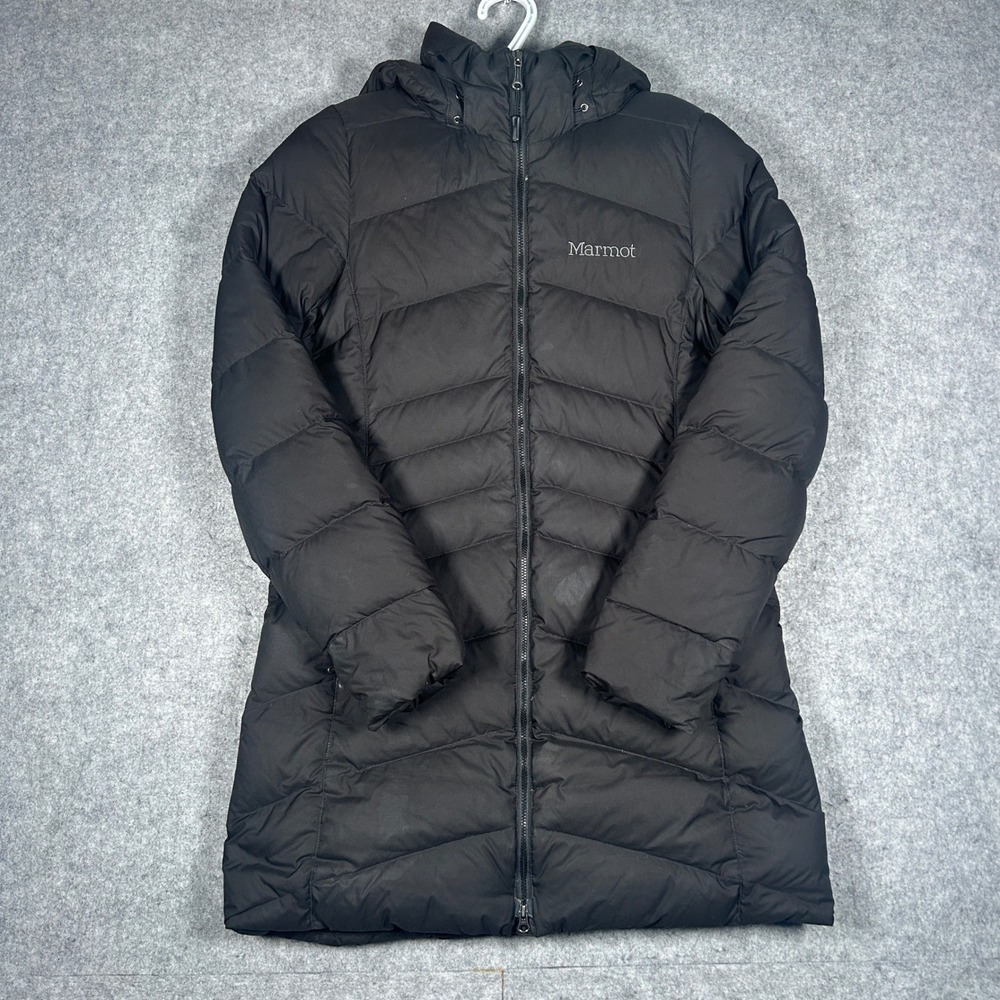 Marmot parka jacket Women's Small Black 700‎ Fill Down Puffer Hooded winter